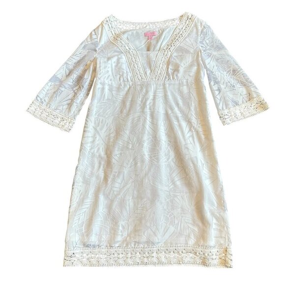 Lilly Pulitzer Dresses & Skirts - Lilly Pulitzer White Tropical Print Dress Caftan Beach Vacation Size Small Women